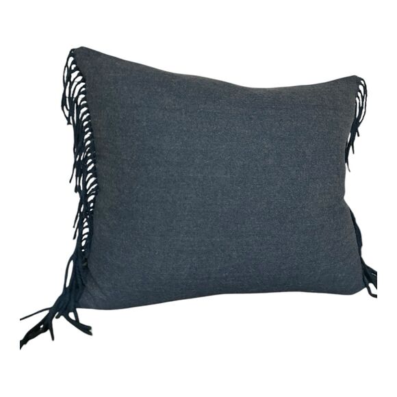 Ann Gish The Art Of Home Throw Pillow Lambswool Blue Rectangle Fringe - Picture 1 of 3